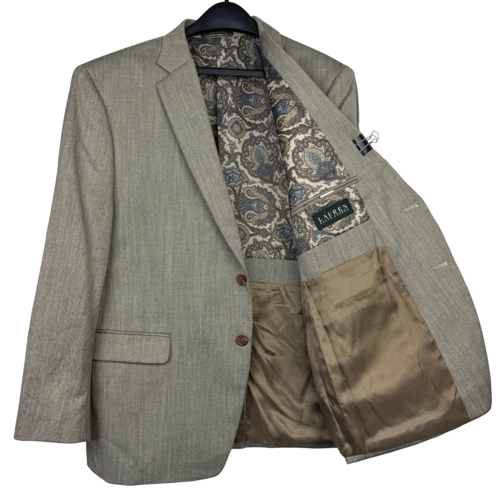 Ralph Lauren Mens 44S Birdseye RAYON Blend Blazer Sport Coat Suit Jacket Gray